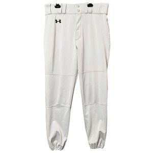 Under Armour Baseball Pants Gray Mens L Sport Loose Fit Elastic Cuffs UA Athlete